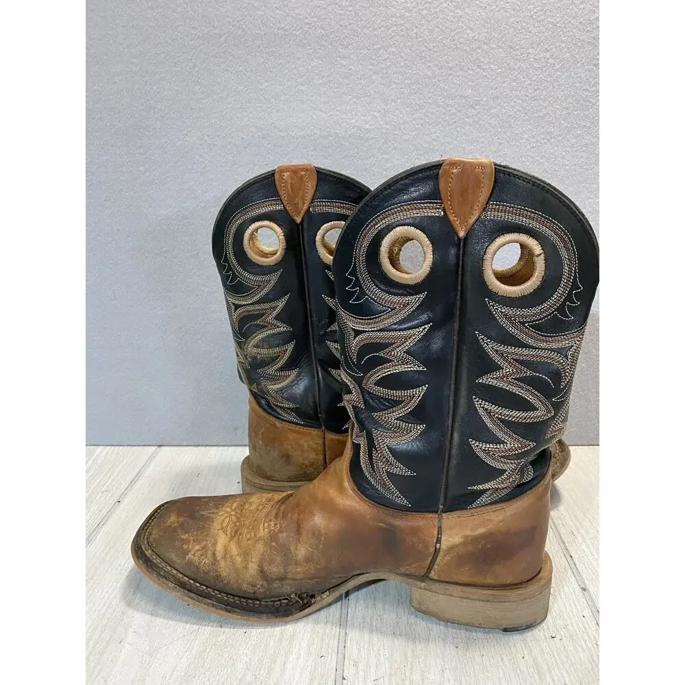 Justin Caddo BR740 Mens Tan Black Leather Western Cowboy Boots Size 10 D